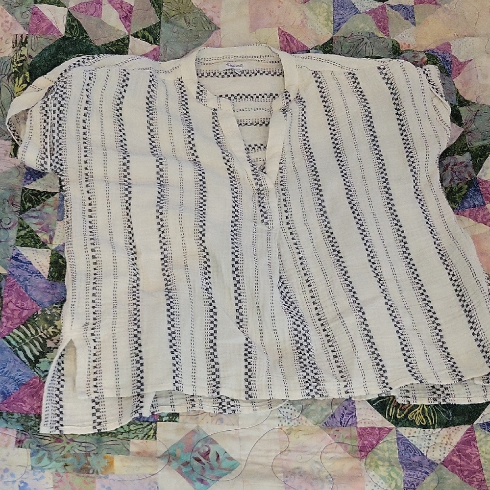Madewell Black and White Striped Button Down Shirt